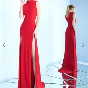 NWT Ieena Duggal High Neck Dual Slit Dress